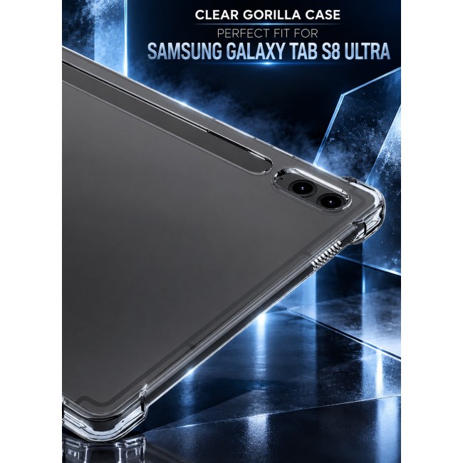 CATANES For Samsung Galaxy Tab S8 Ultra Transparent TPU Bumper Protective Case