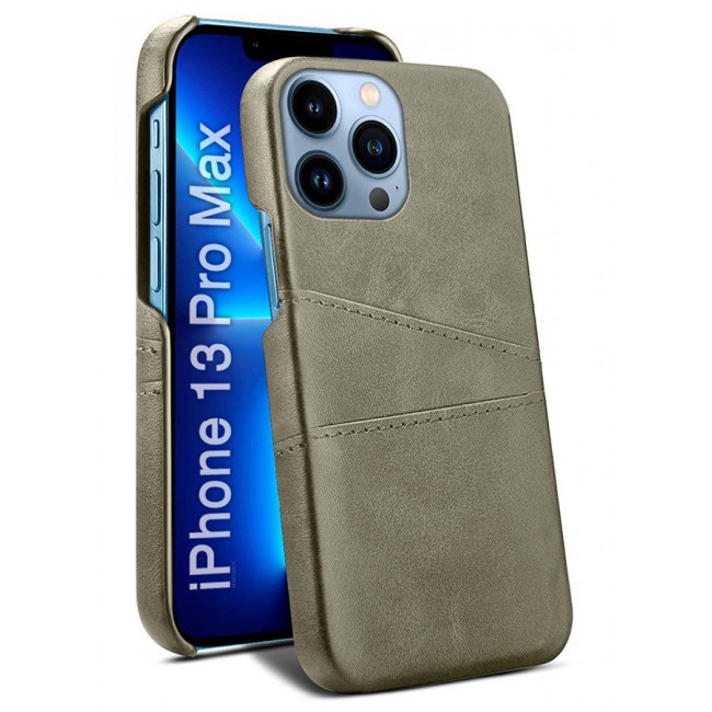 CATANES iPhone 13 Pro Max 2Packs Case Cover Leather with Card Holder for Men Women Phone Case with 3D Screen Protector - Grey
