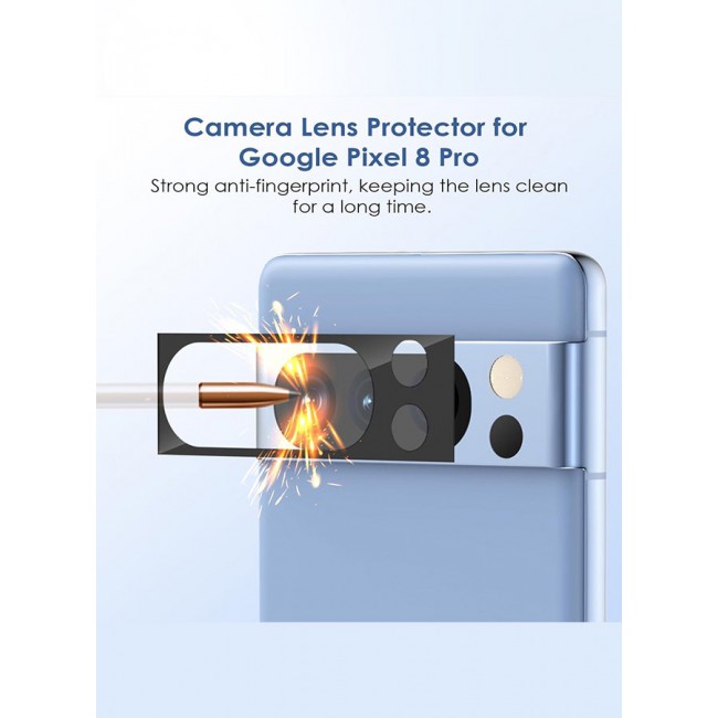CATANES Camera Lens Protector for Google Pixel 8 Pro Back Camera Lens Screen Protector Film Anti-Scratch HD Tempered Glass Protector Black