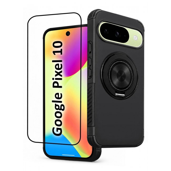 CATANES 2 Pack Magnetic Kickstand Rugged Armor Case for Google Pixel 10 - MagSafe Compatible Heavy Duty Cover - Black