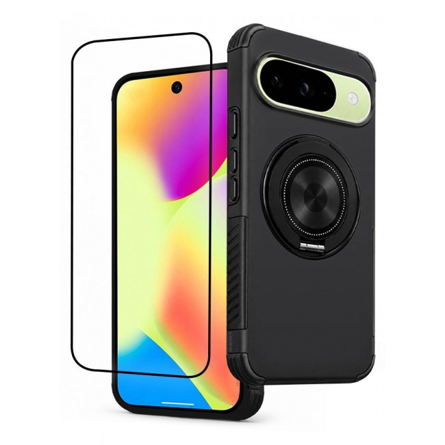 CATANES 2 Pack Magnetic Kickstand Rugged Armor Case for Google Pixel 10 - MagSafe Compatible Heavy Duty Cover - Black