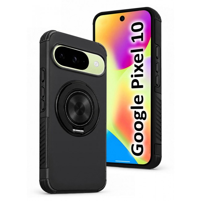 CATANES 2 Pack Magnetic Kickstand Rugged Armor Case for Google Pixel 10 - MagSafe Compatible Heavy Duty Cover - Black