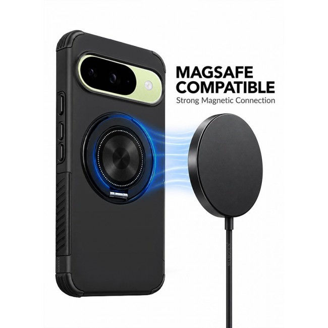CATANES 2 Pack Magnetic Kickstand Rugged Armor Case for Google Pixel 10 - MagSafe Compatible Heavy Duty Cover - Black