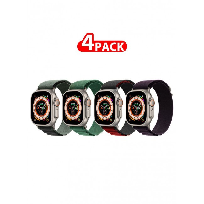 CATANES 4 Pack For Apple Watch Band 49mm 45mm 44mm 42mm Alpine Loop Band Women Men Adjustable with Metal G-Hook Strap for iWatch Ultra Series SE 8/7/6/5/4/3/2/1 Multicolour