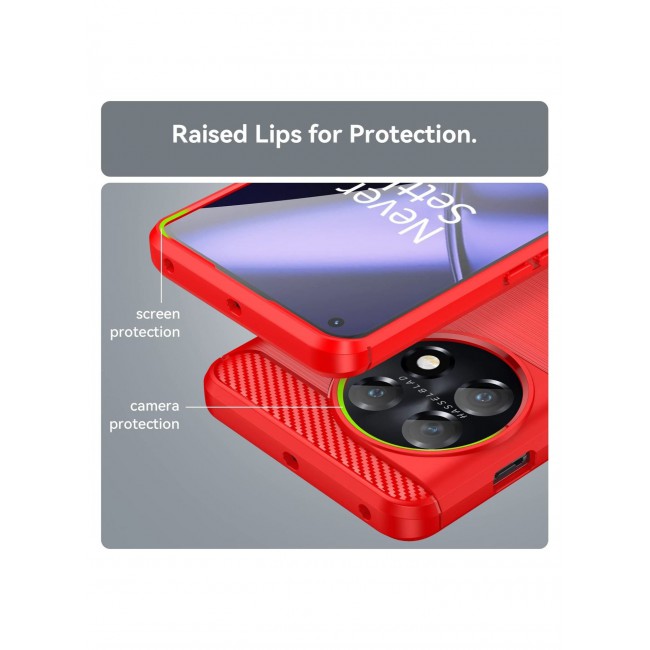 CATANES OnePlus 11 Case Slim Soft TPU Brushed Carbon Fiber Anti-Fingerprint Shockproof Cover Red