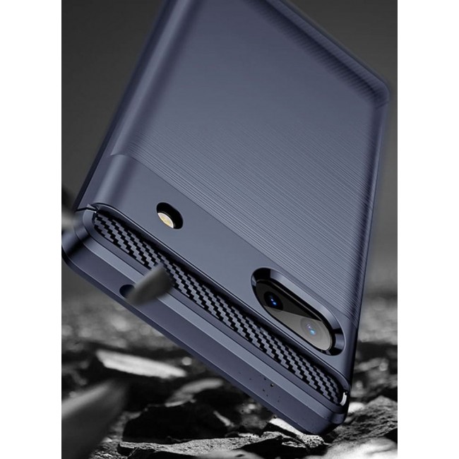 CATANES Google Pixel 6a Case Slim Soft TPU Brushed Carbon Fiber Anti-Fingerprint Shockproof Cover Dark Blue
