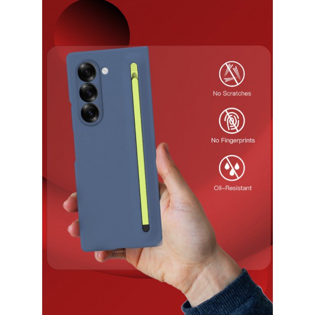 CATANES (for Samsung Galaxy Z Fold 6) Case with Screen Protector Ultra Hybrid Premium Case with Built-in New Compact S Pen, Holder and Storage Slot for Pen Blue