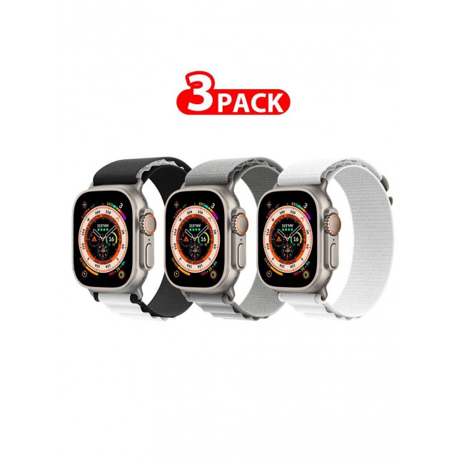 CATANES 3 Pack For Apple Watch Band 49mm 45mm 44mm 42mm Alpine Loop Band Women Men Adjustable with Metal G-Hook Strap for iWatch Ultra Series SE 8/7/6/5/4/3/2/1 Multicolour