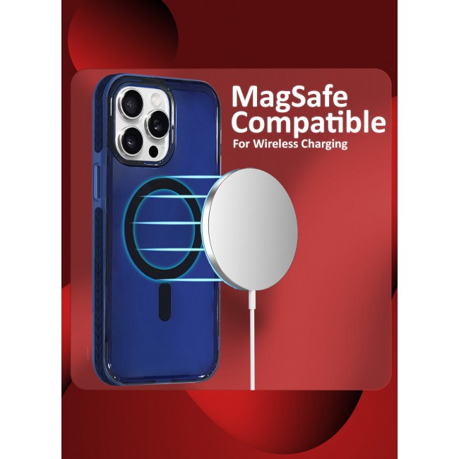 CATANES (for iPhone 15 Pro Max) Hard PC Magsafe Case Cover Polycarbonate Magnetic Strong Shockproof Protective Case Cover Transparent - Dark Blue Color