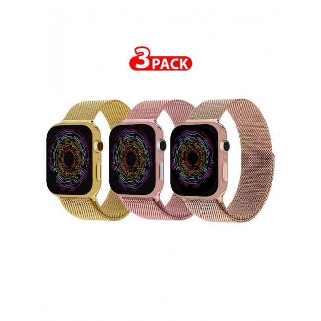 CATANES 3 Pack Stainless Steel Milanese Loop Compatible with Apple Watch Band 38mm 40mm 41mm men and women Mesh Loop Magnetic Clasp Replacement for iWatch Bands Series 7 SE 6 5 4 3 2 1