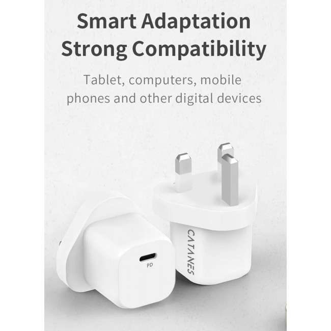 CATANES 25W Fast Charger Type C 3Pin for iPhone Samsung and all Universal Mobile Phones and Digital Devices / White