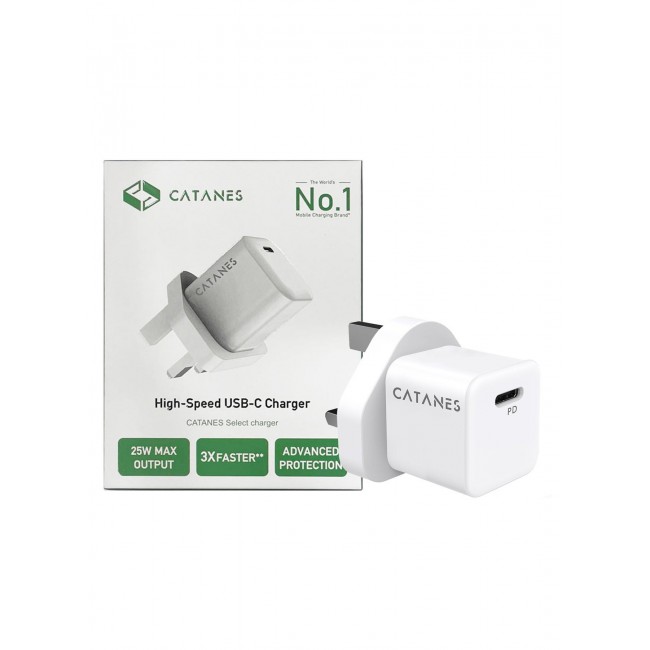 CATANES 25W Fast Charger Type C 3Pin for iPhone Samsung and all Universal Mobile Phones and Digital Devices / White