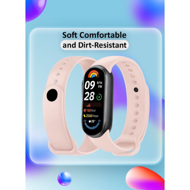 CATANES (for Mi Band 8 and 9) Strap Soft Silicone Replacement Sport Wristband for Xiaomi Mi Band 8 and 9 Watch Band Accessories for Women Men Pink