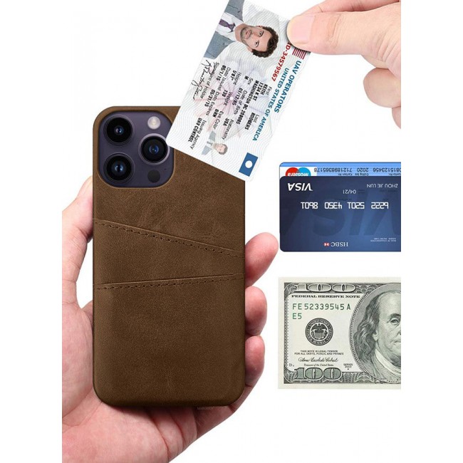 CATANES iPhone 14 Pro Max 3Packs Case Cover Leather with Card Holder for Men Women Phone Case with 3D Screen Protector - Brown
