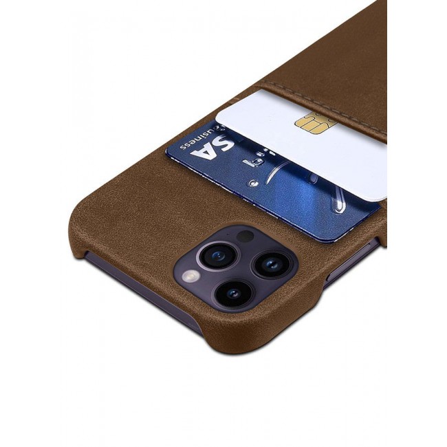 CATANES iPhone 14 Pro Max 3Packs Case Cover Leather with Card Holder for Men Women Phone Case with 3D Screen Protector - Brown
