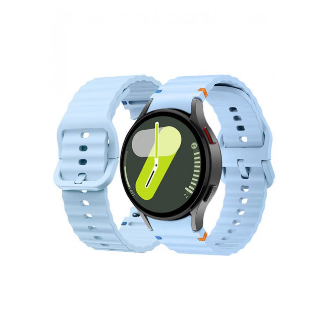 CATANES (for Samsung Galaxy Watch 7 / Samsung Galaxy Watch 6 ) Silicone Sport Band with Decorative Woven Line Durable and Sport Design for Men Women Light Blue