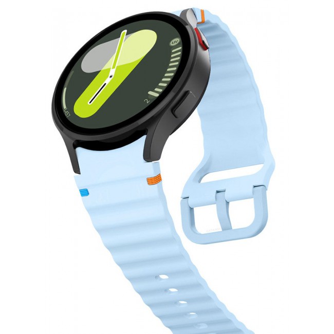 CATANES (for Samsung Galaxy Watch 7 / Samsung Galaxy Watch 6 ) Silicone Sport Band with Decorative Woven Line Durable and Sport Design for Men Women Light Blue