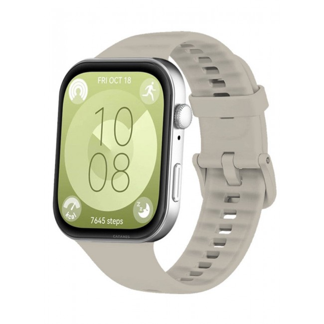 CATANES (for Watch Fit 3) Silicone Sport Band, Soft Adjustable Sport Breathable Replacement Watch Strap Loop /Sand