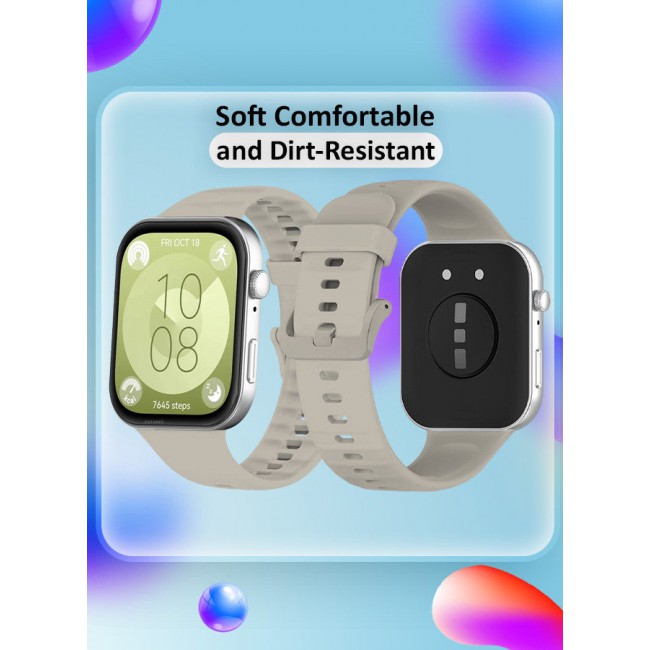 CATANES (for Watch Fit 3) Silicone Sport Band, Soft Adjustable Sport Breathable Replacement Watch Strap Loop /Sand