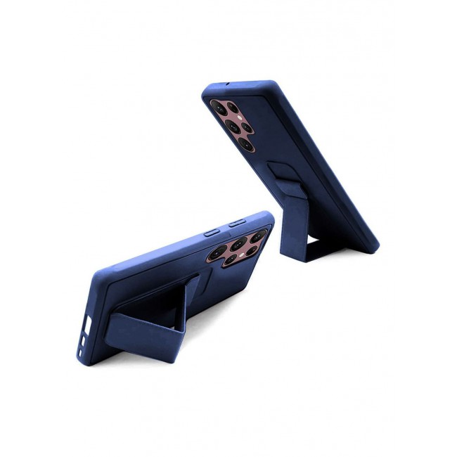 CATANES Samsung Galaxy S23 Ultra Grip Case Magnetic Kickstand Cover with Foldable Hand Strap Dark Blue
