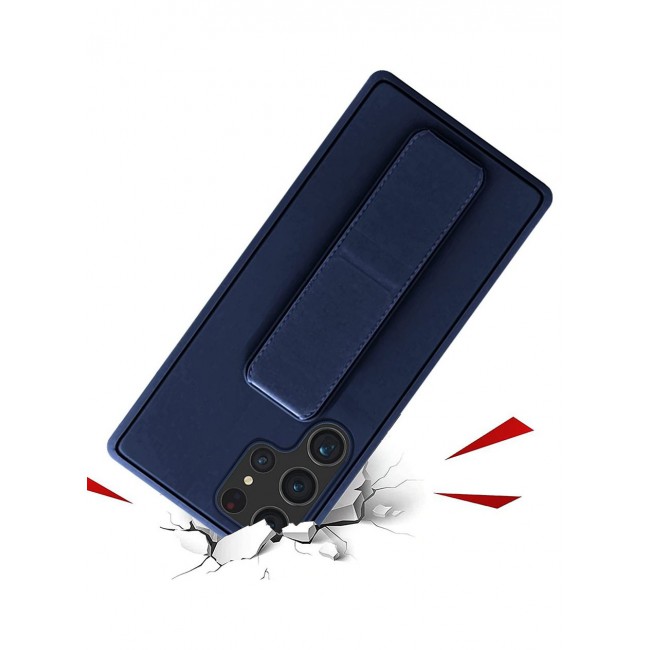 CATANES Samsung Galaxy S23 Ultra Grip Case Magnetic Kickstand Cover with Foldable Hand Strap Dark Blue
