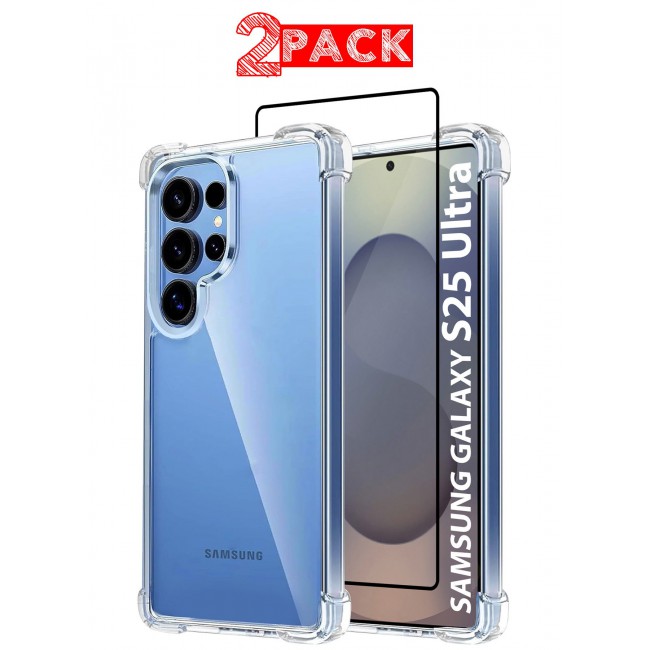 CATANES (for Samsung Galaxy S25 Ultra) 2Packs, Gorilla Clear Protective Case Rugged Shockproof and Durable with 1 Shockproof 3D Screen Protector