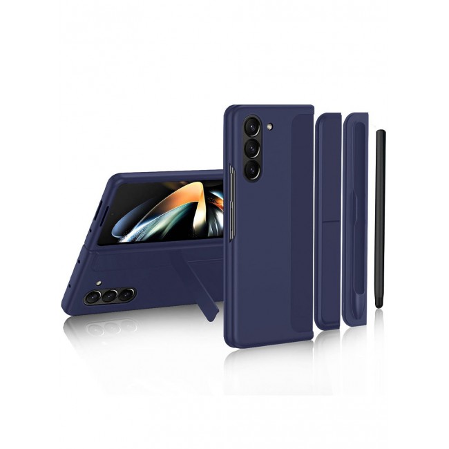 CATANES Samsung Galaxy Z Fold 5 Case with Pen Holder S-Pen included Hard Ultra Protective and Anti Shock Case Cover Blue