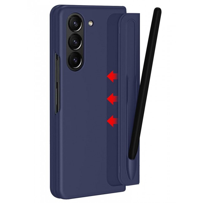CATANES Samsung Galaxy Z Fold 5 Case with Pen Holder S-Pen included Hard Ultra Protective and Anti Shock Case Cover Blue
