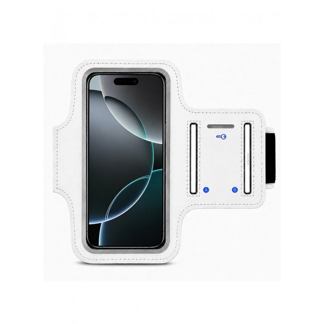 MARGOUN Sports Running Armband Case Compatible with iPhone 16 Pro – Water-Resistant Fitness Wristband Pouch for Gym, Workouts, Jogging with Key Holder and Reflective Strip