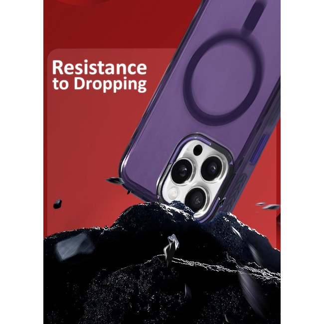 CATANES (for iPhone 15 Pro Max) Hard PC Magsafe Case Cover Polycarbonate Magnetic Strong Shockproof Protective Case Cover Transparent - Purple Color