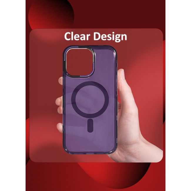 CATANES (for iPhone 15 Pro Max) Hard PC Magsafe Case Cover Polycarbonate Magnetic Strong Shockproof Protective Case Cover Transparent - Purple Color