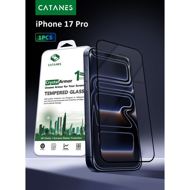 CATANES Screen Protector for iPhone 17 Pro - 3D Full Coverage 9H Tempered Glass Bubble-Free Installation High Protection Scratch Resistant