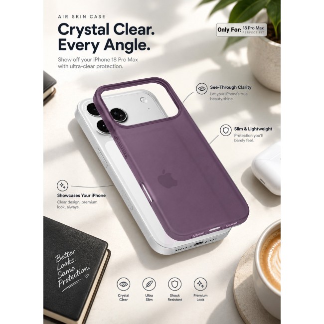 CATANES 2 Pack Air Skin Frosted Matte Case for iPhone 18 Pro Max - Stylish Ultra Slim Back Cover - Burgundy