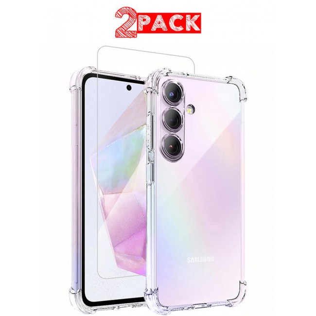 CATANES (for Samsung Galaxy A35 5G) 2 Pack Clear Case and Screen Protector Ultra Slim Thin Flexible Scratch Resistant Transparent TPU Shockproof Case