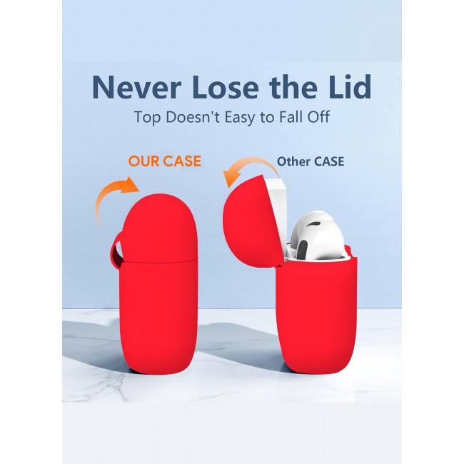 CATANES ( for Airpods 4 2024 ) Case Soft Silicone Elegant Cover with Keychain / Red Color