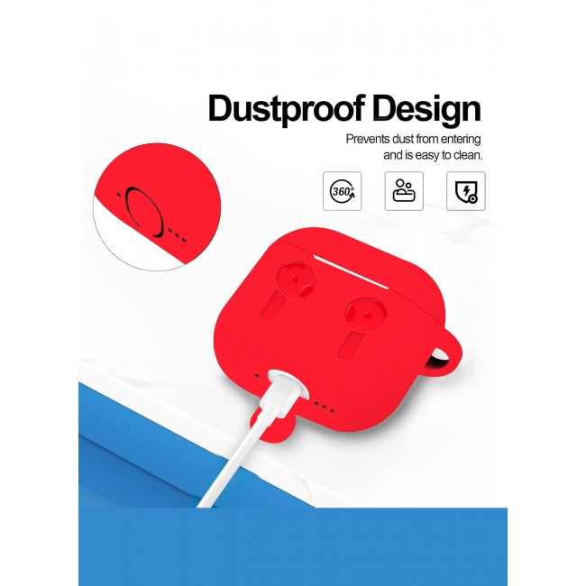 CATANES ( for Airpods 4 2024 ) Case Soft Silicone Elegant Cover with Keychain / Red Color