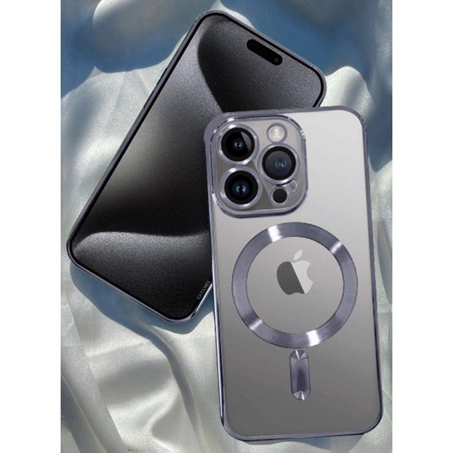 CATANES iPhone 15 Pro Max Phone Protective Case Fashionable Electroplated Magnetic Suction Full Covered Shockproof Phone Cover with Magnetic Rings Blue