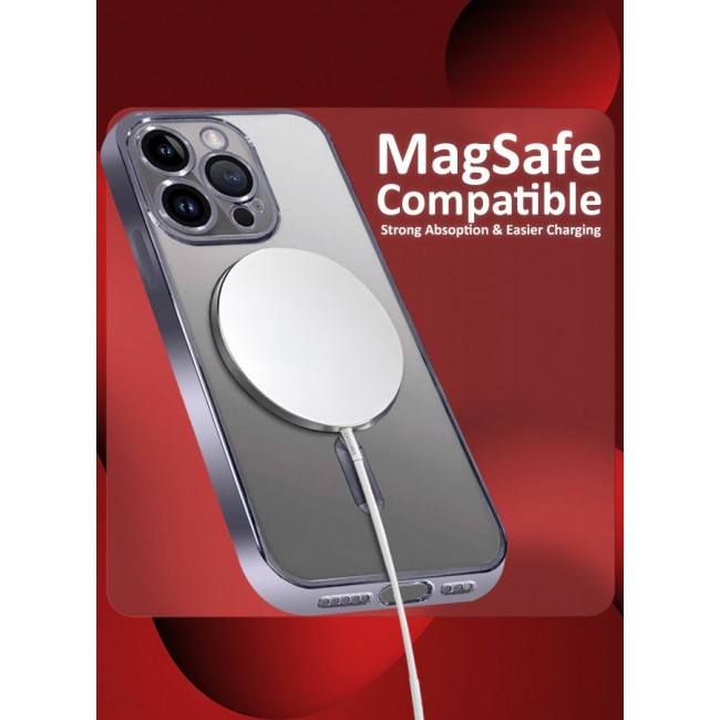 CATANES iPhone 15 Pro Max Phone Protective Case Fashionable Electroplated Magnetic Suction Full Covered Shockproof Phone Cover with Magnetic Rings Blue