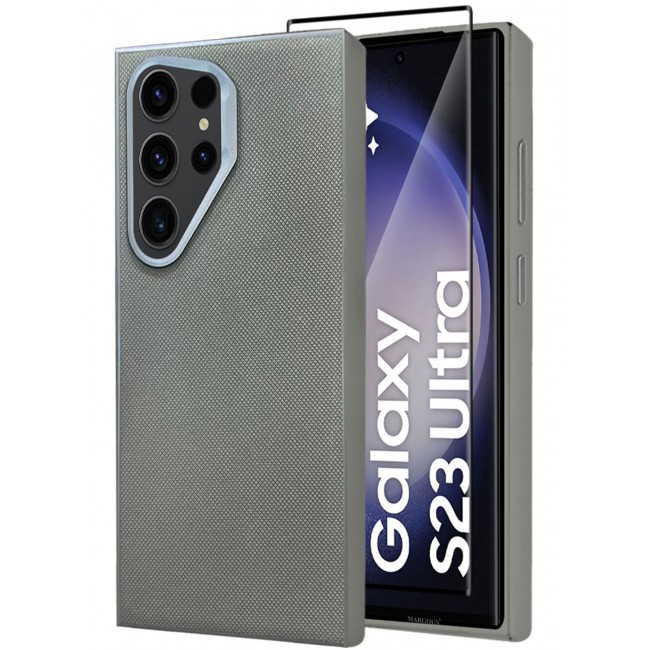 CATANES Samsung Galaxy S23 Ultra 2 Pack Vegan Leather Case, 1 Cover with 1 Screen Protector, Slim Fit, Raised Edges for Camera and Screen Protection