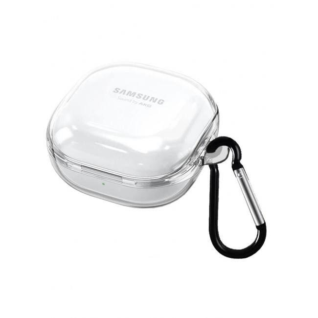 CATANES Case for Samsung Galaxy Buds Live Crystal Clear Shockproof Case Transparent Ultra Slim Cover with Keychain Carabiner