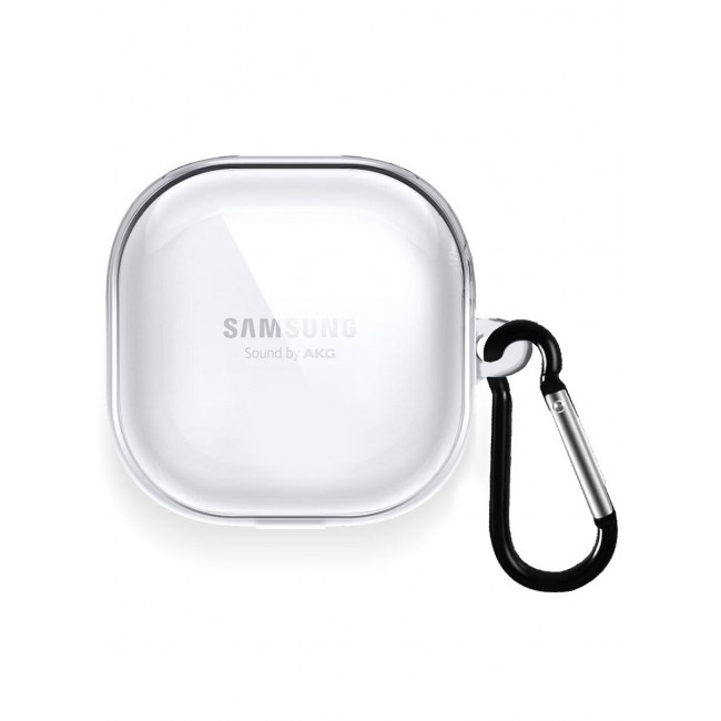 CATANES Case for Samsung Galaxy Buds Live Crystal Clear Shockproof Case Transparent Ultra Slim Cover with Keychain Carabiner
