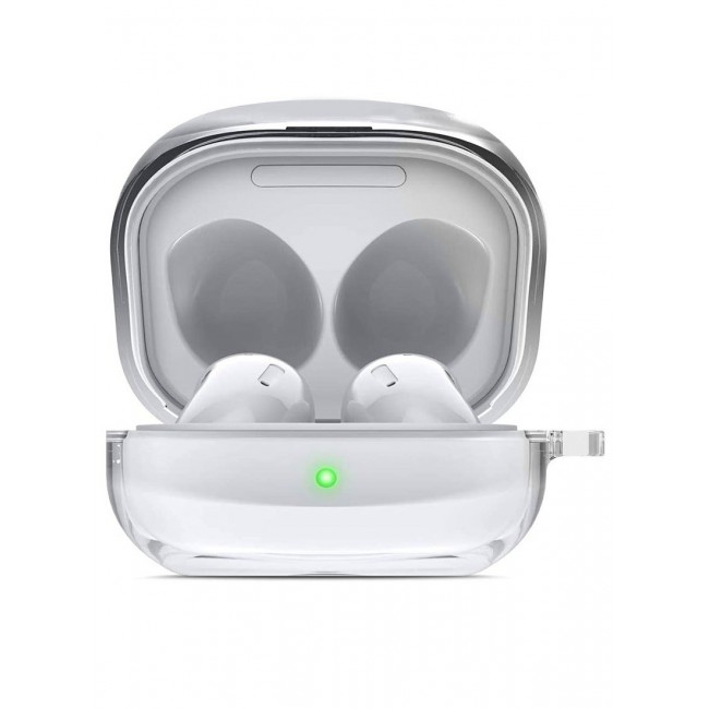 CATANES Case for Samsung Galaxy Buds Live Crystal Clear Shockproof Case Transparent Ultra Slim Cover with Keychain Carabiner