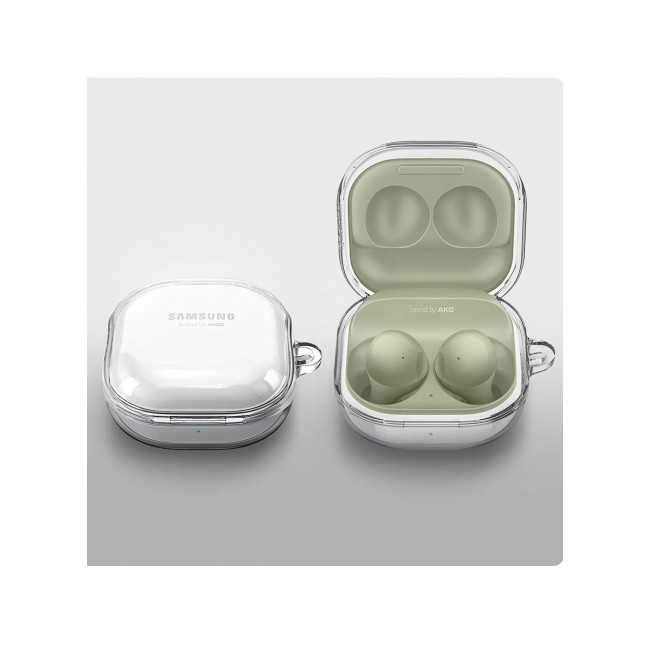 CATANES Case for Samsung Galaxy Buds Live Crystal Clear Shockproof Case Transparent Ultra Slim Cover with Keychain Carabiner