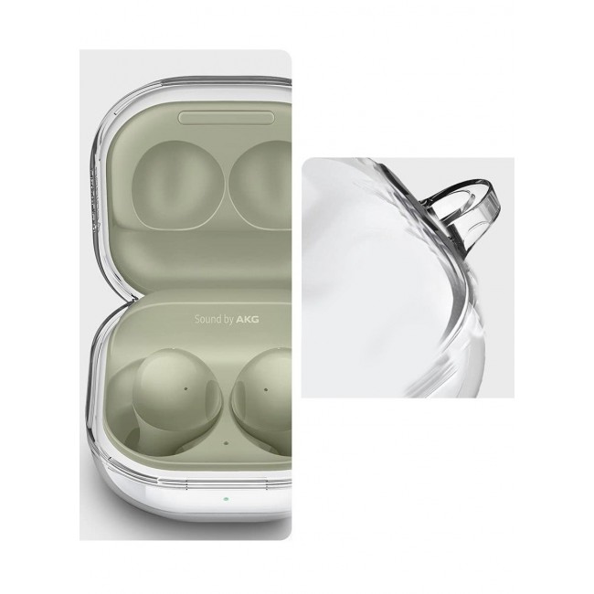 CATANES Case for Samsung Galaxy Buds Live Crystal Clear Shockproof Case Transparent Ultra Slim Cover with Keychain Carabiner