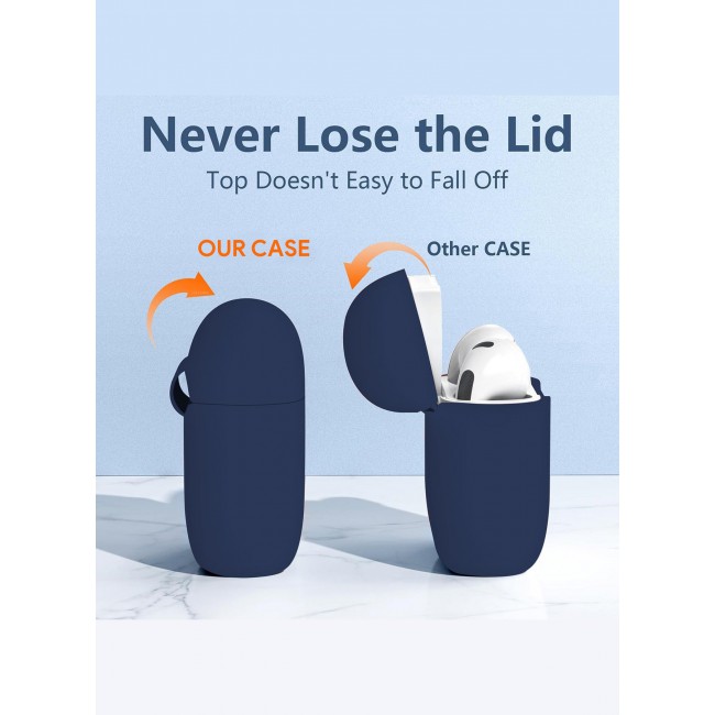 CATANES ( for Airpods 4 2024 ) Case Soft Silicone Elegant Cover with Keychain / Midnight Blue Color