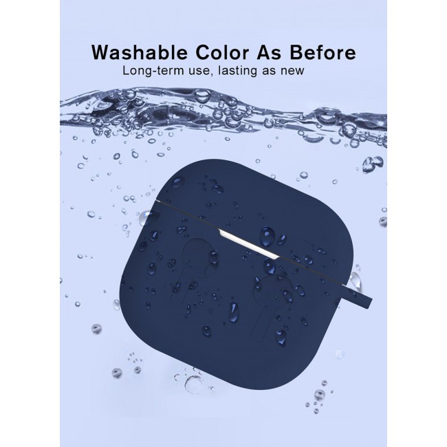 CATANES ( for Airpods 4 2024 ) Case Soft Silicone Elegant Cover with Keychain / Midnight Blue Color