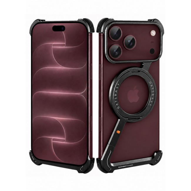 CATANES For iPhone 18 Pro Max Magnetic Case Z-Shape Premium Metal Armor with 360-Degree Rotating Ring Kickstand - Black