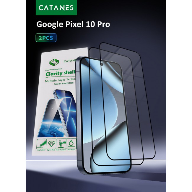 CATANES 2 PACK 3D Tempered Glass Screen Protector for Google Pixel 10 Pro (6.3-Inch) – Full Coverage, Edge-to-Edge Protection, Scratch Resistant, Case Friendly Clear Screen Guard