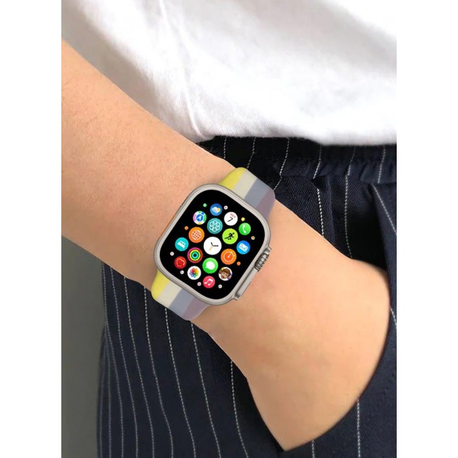 CATANES Apple Watch Band 49mm 45mm 44mm 42mm Stripe Silicone Replacement Band for iWatch Ultra2 Ultra Series 9/8/7/SE/6/5/4/3/2/1