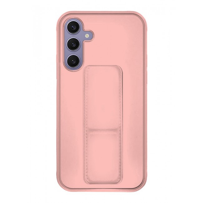 CATANES Samsung Galaxy S24 Plus Case Magnetic Stand and Holder Premium Silicone Vertical and Horizontal Hand Strap Grip Multi Stand Car Mount Kickstand Case Finger Strap Cover Pink